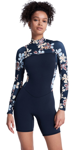 2026 Roxy Womens Swell Natural 2mm Long Sleeve Chest Zip Springsuit Wetsuit 26BW243507 - Flower